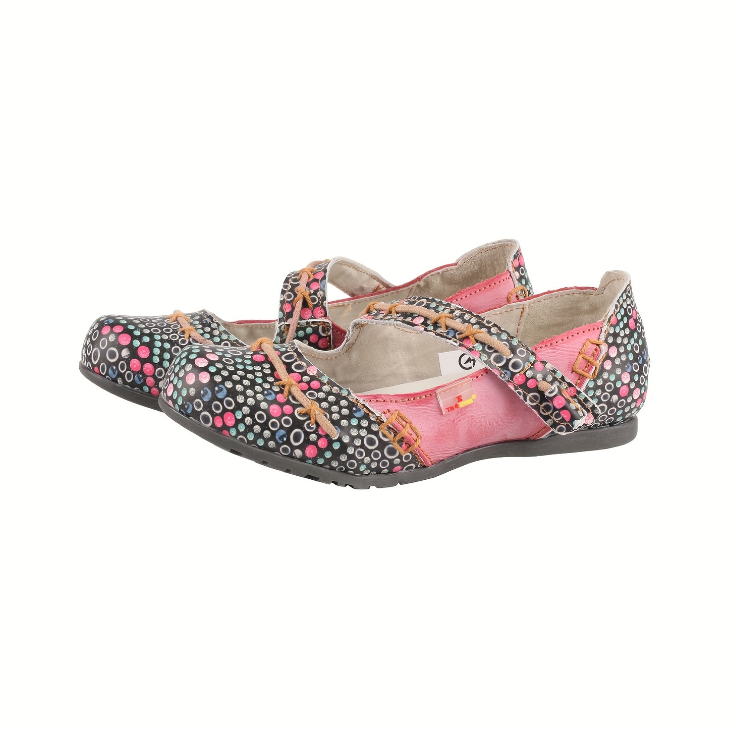 TMA EYES 2024 Women'S Slip-On Flat Shoes - Colorful Circular Print Cover Upper, Hand-Sewn Stitching, Non-Slip TPR Sole, Breathable Summer Casual Shoes for Casual Attire, Unique Shoe Design