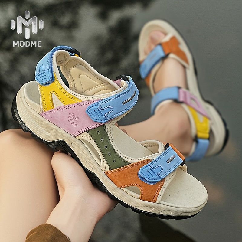 Sandalias De Mujer Casual Sandals Anti Slip Sandals Beach Sandals, Top-grain Cowhide Production Bright Colors Contrast Design, Fabric Is Soft And Comfortable Inside, PU Sole Is Anti-slip And Wear-resistant, Suitable For O Dai
