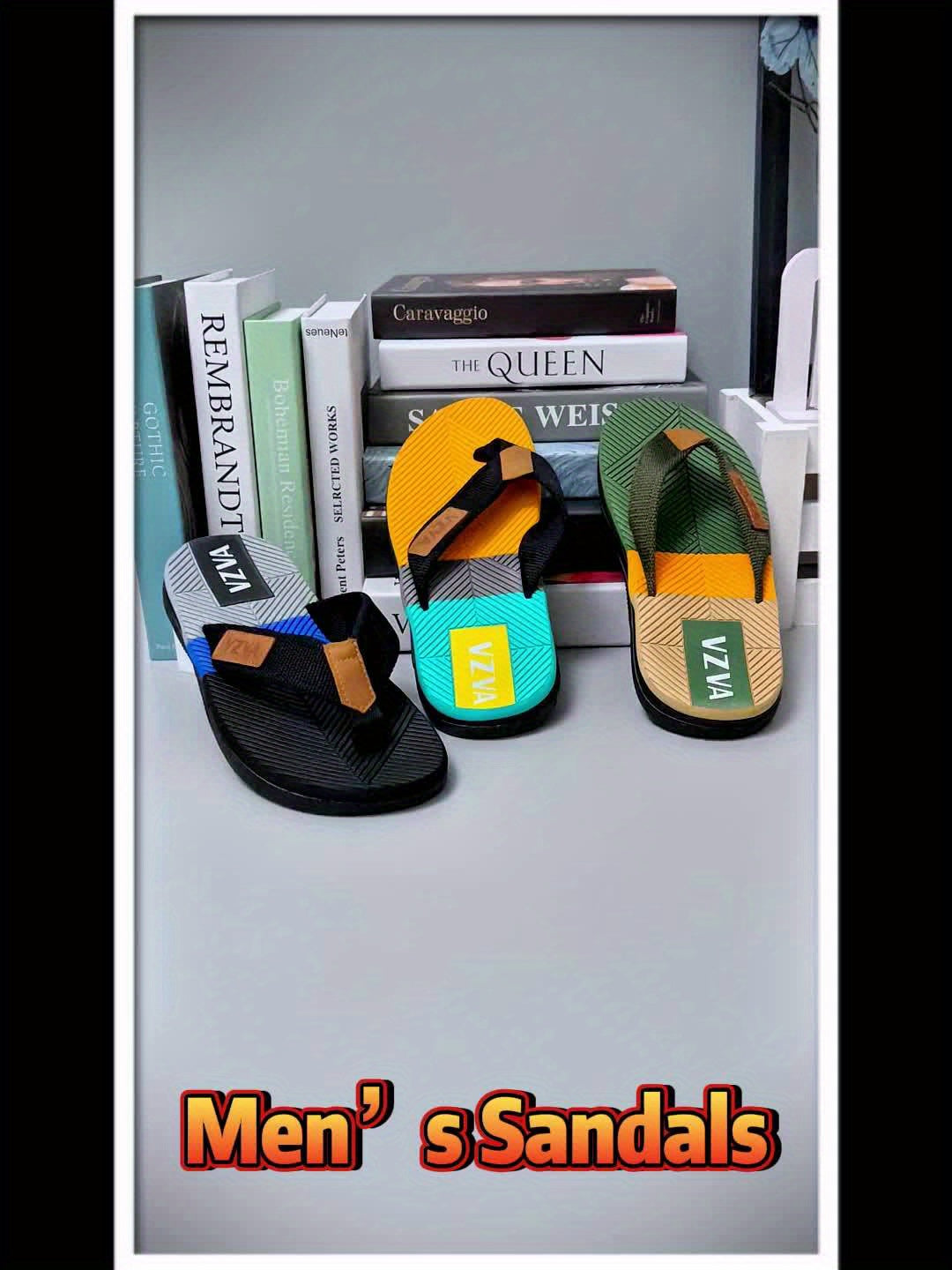 Men's Fashion Flip-flops, Comfortable Non-slip Casual EVA Sole Thong Sandals for Men's Outdoor Sports, Summer