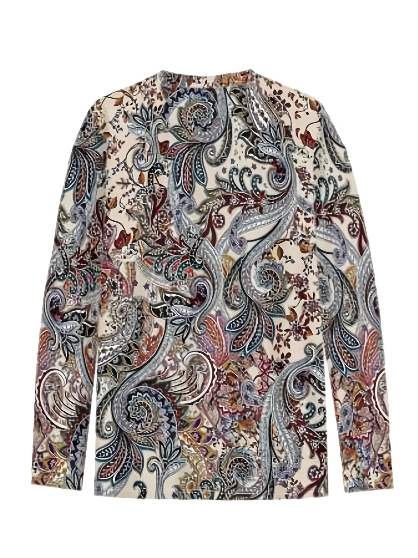 Women's Casual Floral Print Crew Neck Long Sleeve Top Breathable Polyester All-Season Comfort Vibrant Blue Red Orange Black White Purple