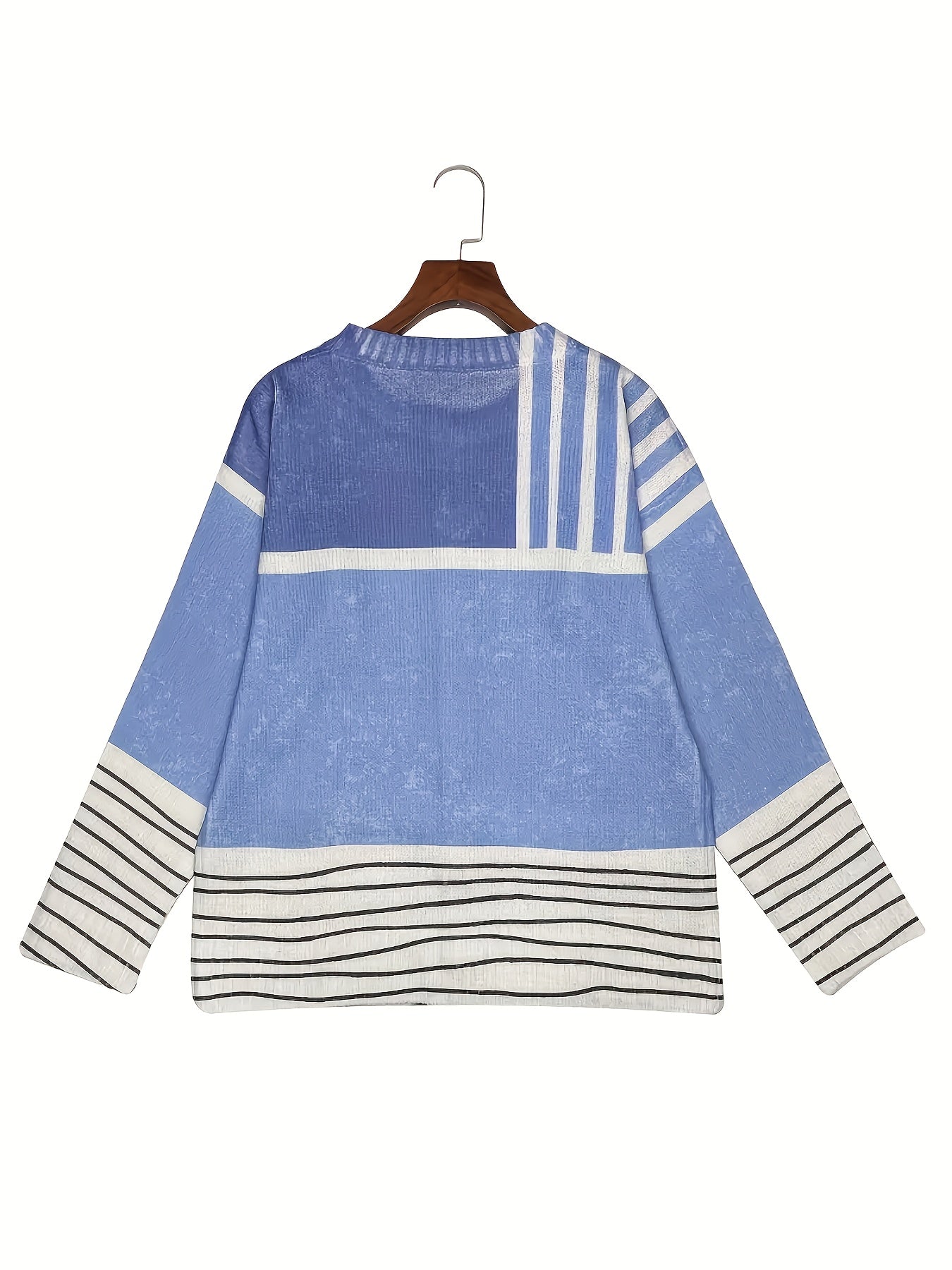 Women'S Lightweight 3D Full Stripe Cardigan Sweater, 100% Polyester Button Crewneck Knit Sweater, Four Seasons Casual Fashion Outerwear
