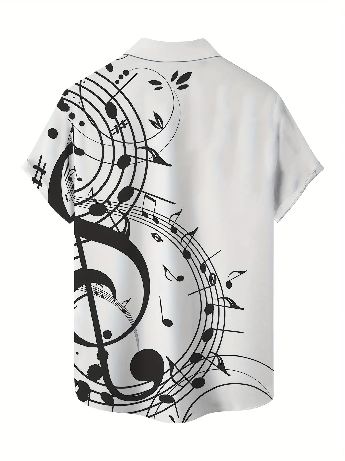 Men's Vintage Music Note Print Short-Sleeve Shirt with Chest Pocket - Lightweight Polyester, Non-Stretch, Machine Washable - Ideal for Summer Casual Outings, Beachwear Shirt | Buttonup Shirt | Lightweight Shirt