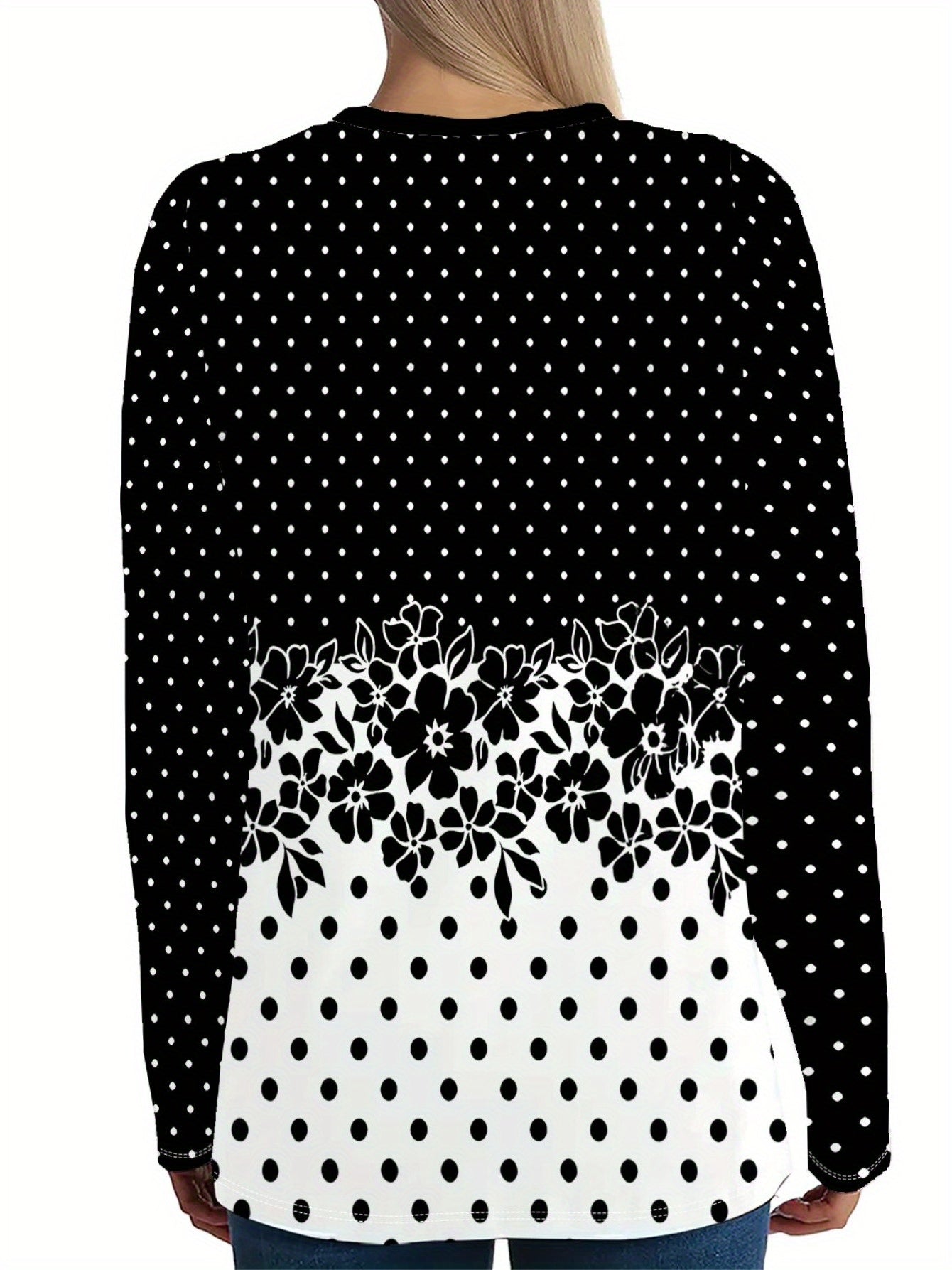 Casual Long Sleeve Crew Neck T-Shirt for Spring/Fall
