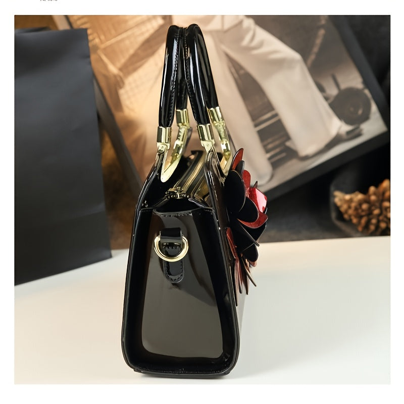 2025 New Style Women's Genuine Leather Crossbody Shoulder Bag Burgundy Floral Embellished Handbag with Adjustable Strap Golden-Tone Hardware and Zipper Closure Versatile for Casual and Formal Occasions