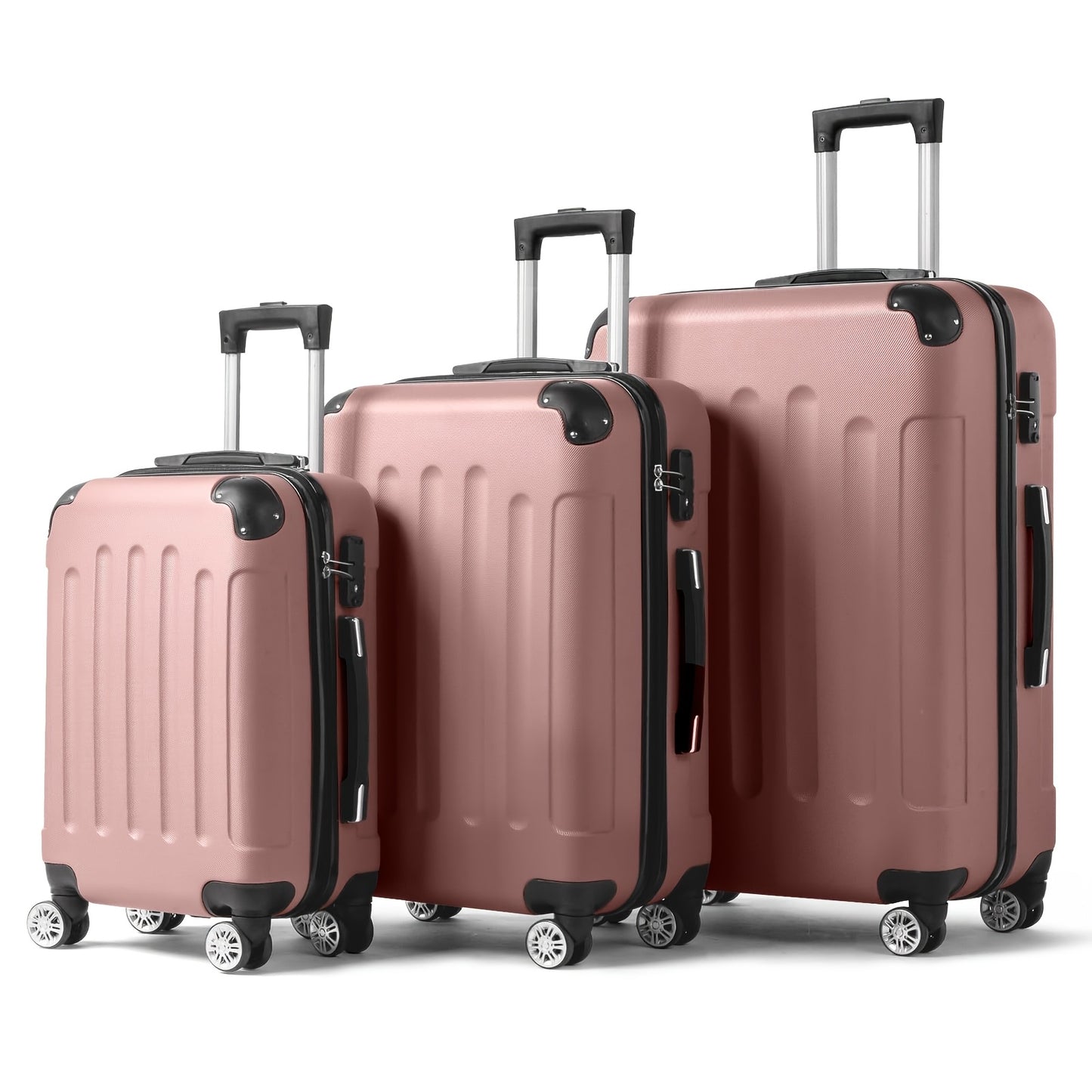 3Pcs Luggage with Corner Protectors, Durable Hard Shell