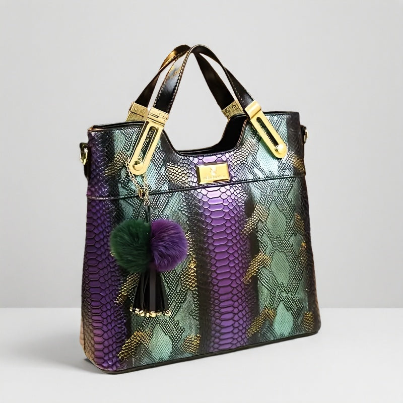 Vintage Crocodile Print Tote Large Capacity Satchels Women's Vintage Crossbody Shoulder Bags