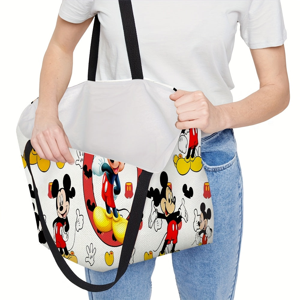 1pc Mickey Mouse Canvas Tote Bag - Leakproof, Reusable, Foldable Women'S Shopping And Travel Shoulder Bag Shopping Bag Is A Good Gift For Family And Friends