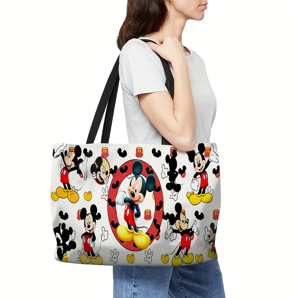 1pc Mickey Mouse Canvas Tote Bag - Leakproof, Reusable, Foldable Women'S Shopping And Travel Shoulder Bag Shopping Bag Is A Good Gift For Family And Friends