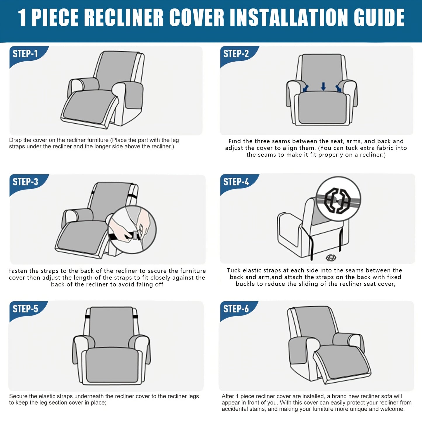 1pc 100% Waterproof Recliner Chair Cover Non Slip Protector