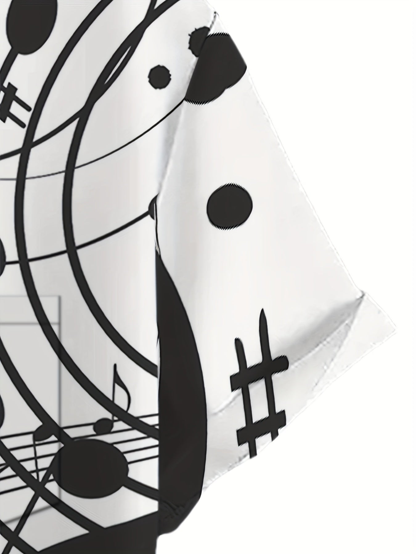 Men's Vintage Music Note Print Short-Sleeve Shirt with Chest Pocket - Lightweight Polyester, Non-Stretch, Machine Washable - Ideal for Summer Casual Outings, Beachwear Shirt | Buttonup Shirt | Lightweight Shirt