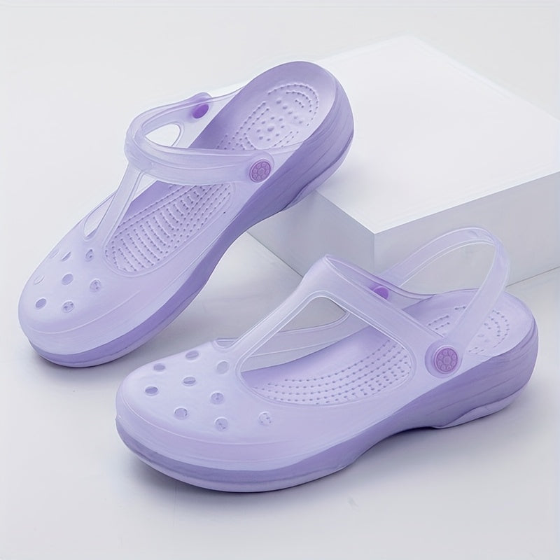 Womens Summer Platform Shoes with Anti Slip Soft EVA Sole Breathable Round Toe Beach Shoes Lightweight Casual Comfort for Outdoor Activities Ladies Footwear Decorative Buckle Design Durable Traction