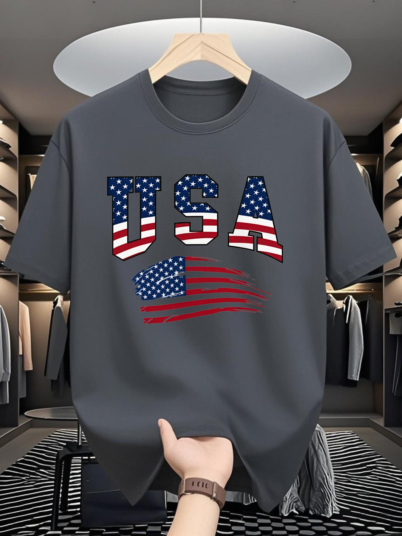 USA Flag Print White T-Shirt | Summer, Short Sleeve T-Shirt, Casual Summer Wear | Fashion Print | Comfortable Wear