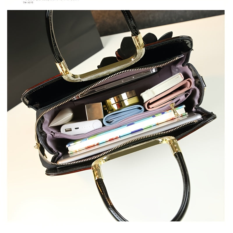 2025 New Style Women's Genuine Leather Crossbody Shoulder Bag Burgundy Floral Embellished Handbag with Adjustable Strap Golden-Tone Hardware and Zipper Closure Versatile for Casual and Formal Occasions