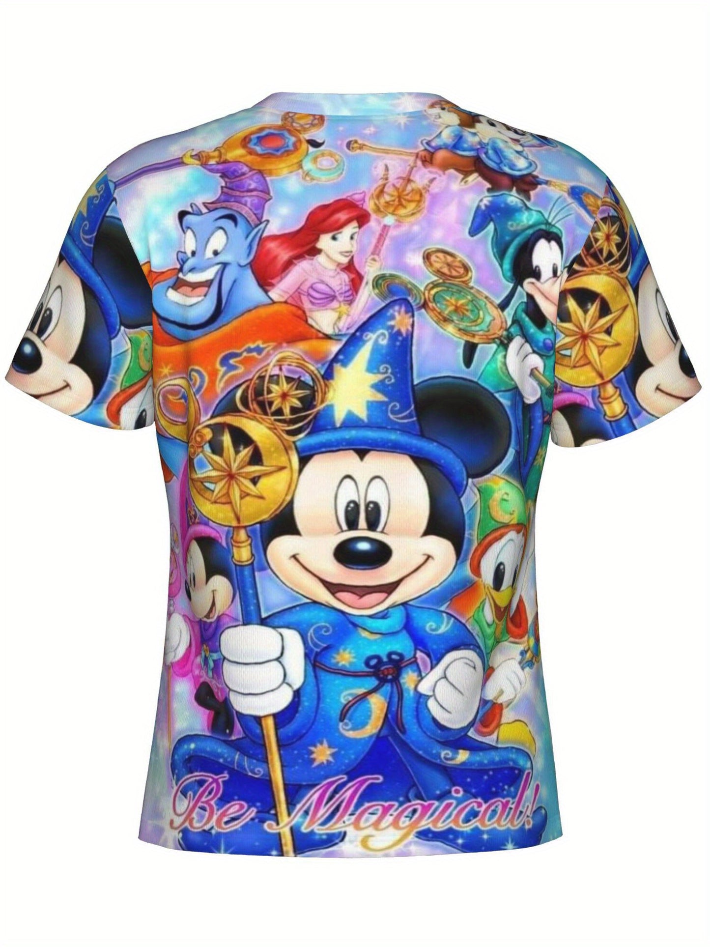 Disney Men's Mickey & Minnie Graphic T-Shirt - 180gsm Breathable Loose Fit Casual Short Sleeve Round Neck Tee with Magical Disney Characters Print, Perfect Gift for Holidays & Birthdays, Birthday Present, Vibrant Print, Light