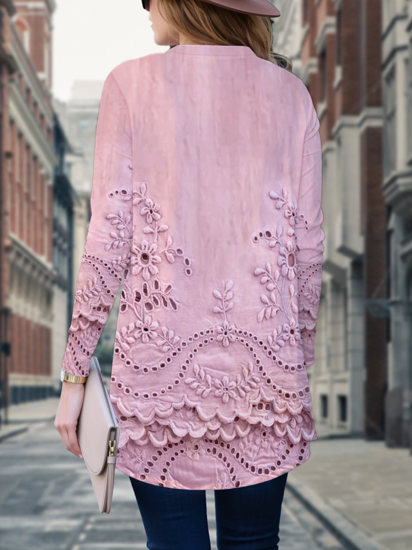 Plus Size - Vintage Pattern Cardigan - Women'S Fashion Street Style Clothing, Women'S Plus-Size Outerwear Cape