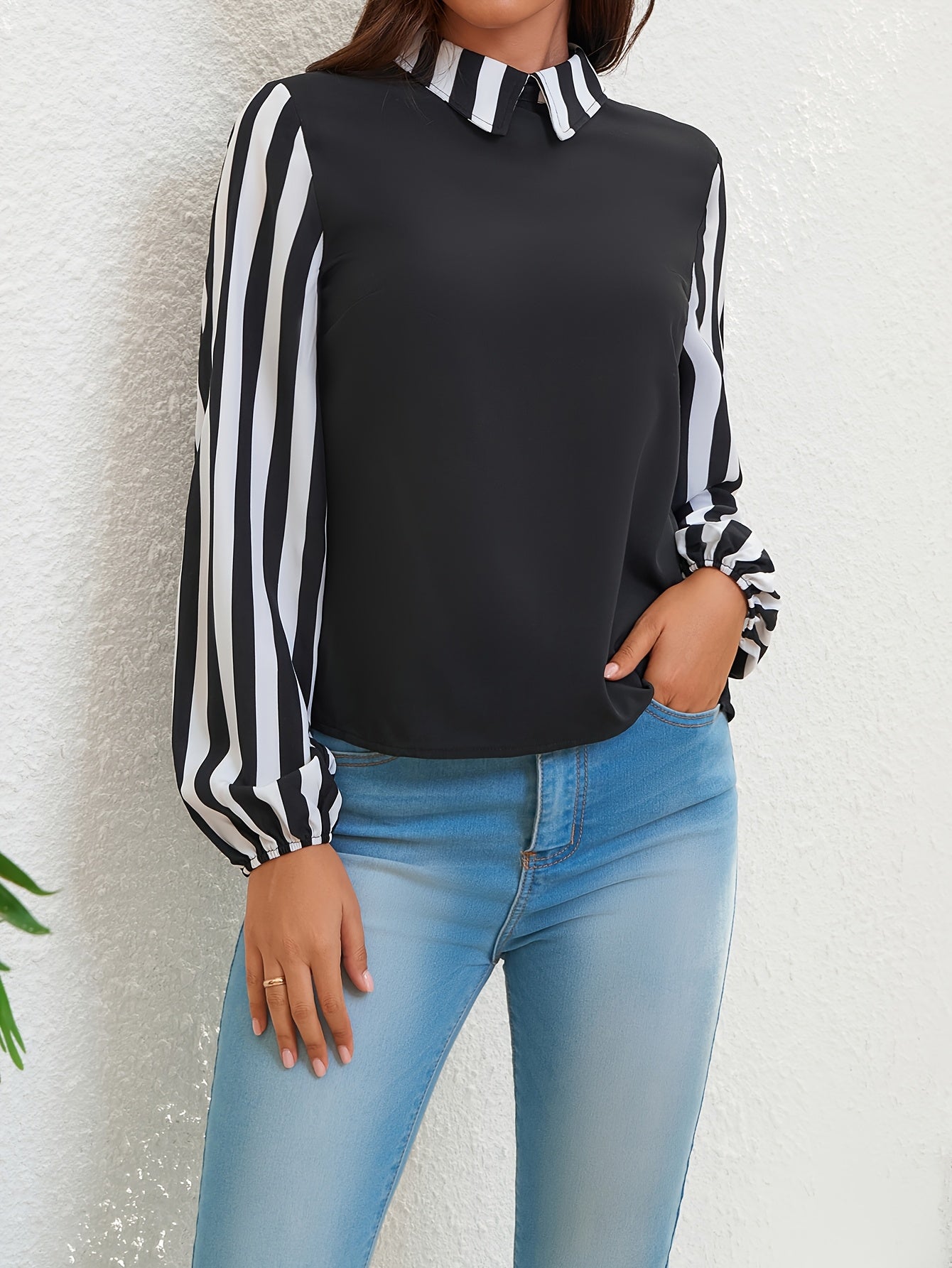 Spring And Summer Women's Blouse Loose Casual Striped Shirt