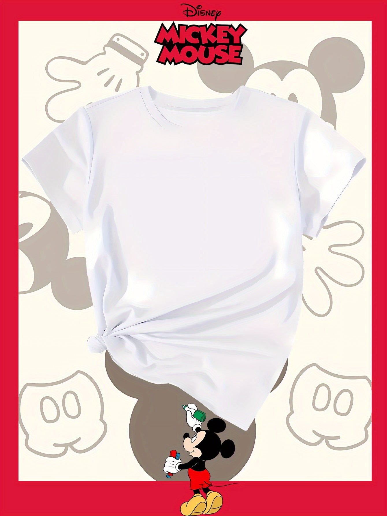 Disney Family Photo New Women'S T-Shirt Authorized by Disney, Summer Fashion, Printed on The Back, Short Sleeved Top, Disney Series Cute Top, Suitable for Home, Outdoor, Party, Sports, Work, Leisure, Daily Wear