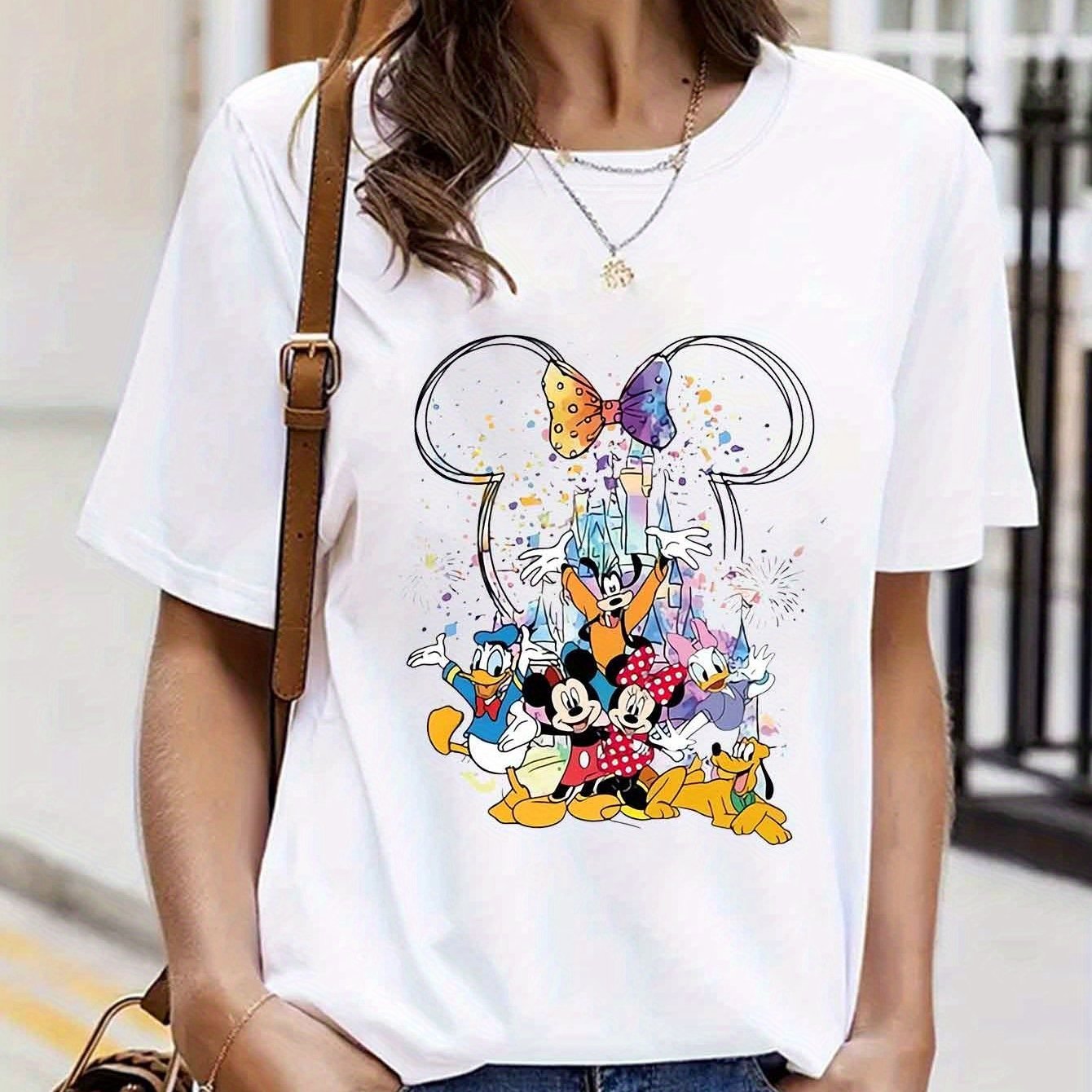 Lucky teacher orients Disney classic Mickey print ladies' T-shirts, fashionable short-sleeved T-shirts, casual short-sleeved T-shirts in spring and summer, ladies' clothes and the best choice for gifts.