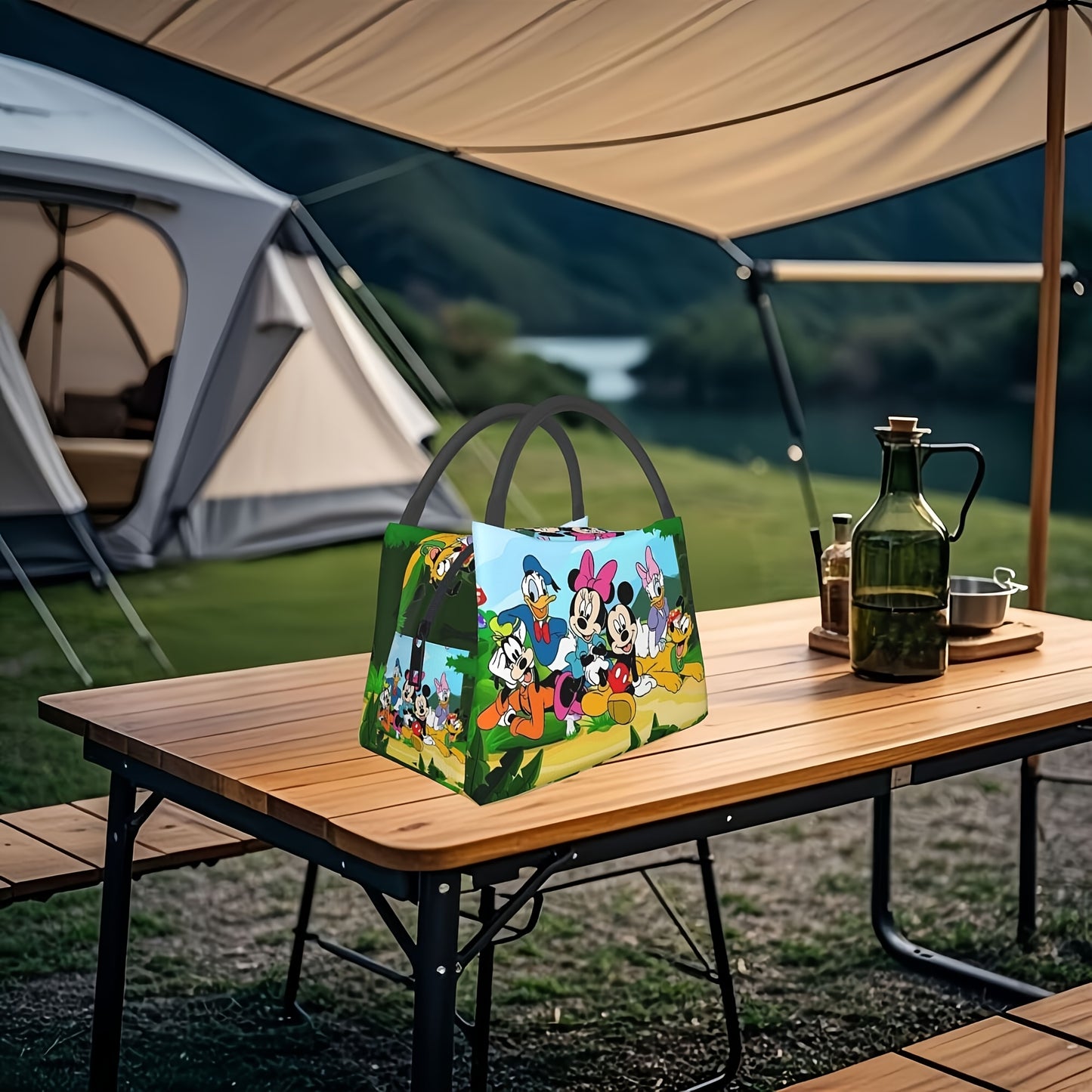 1pc Mickey Mouse & Donald Duck Insulated Lunch Bag - Reusable, Vibrant Character Design, Perfect for Home, Office, or Outdoor Use - Ideal Birthday or Holiday Gift for Friends and Family, Cartoon Lunch Bag