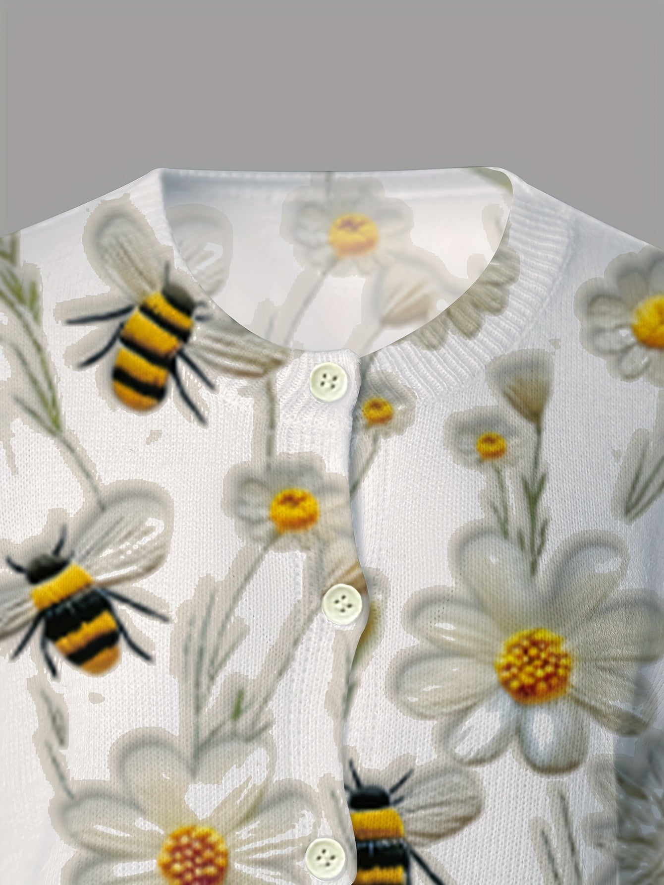 New Fashionable Flower Printed Button Cardigan