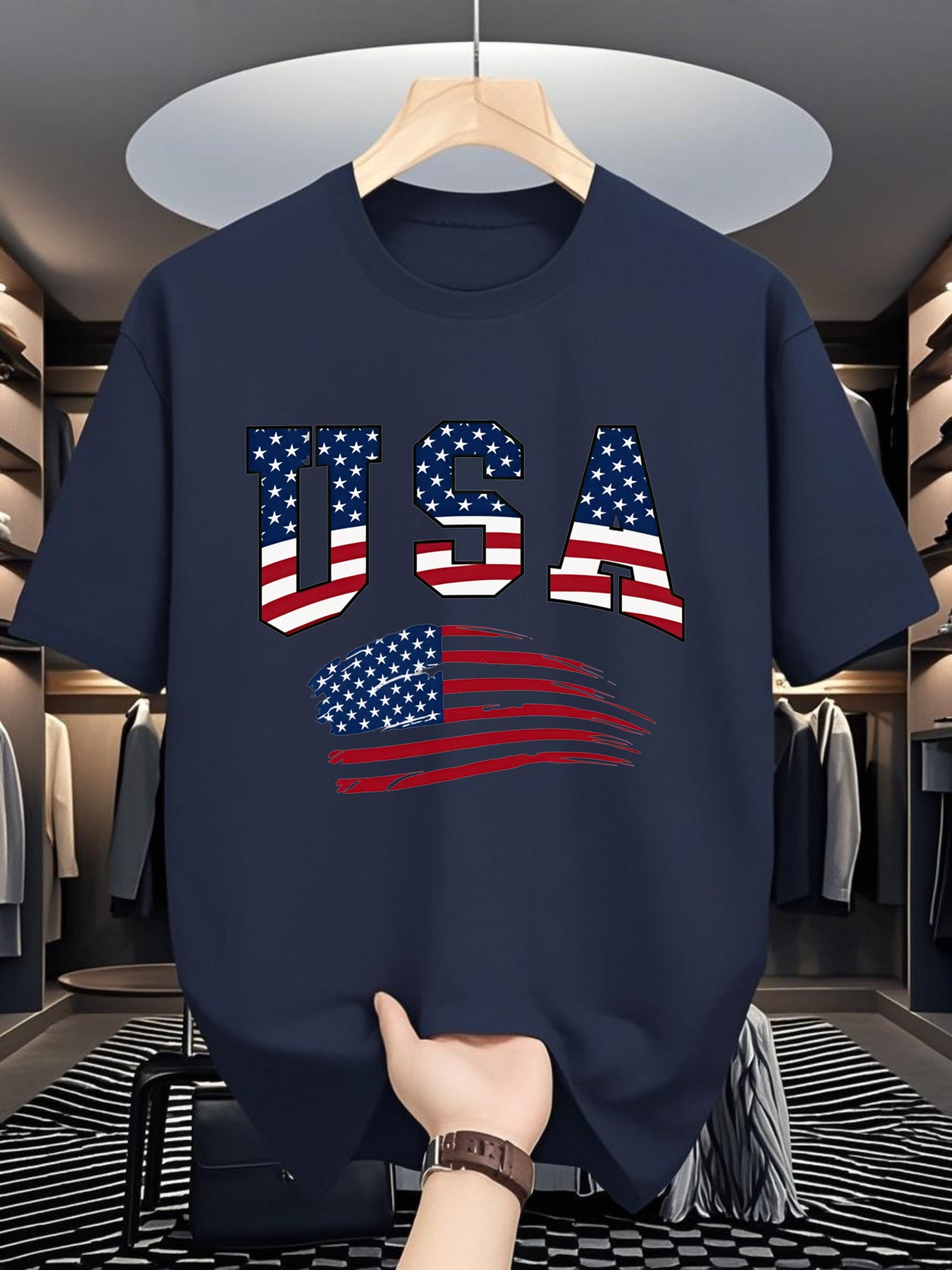 USA Flag Print White T-Shirt | Summer, Short Sleeve T-Shirt, Casual Summer Wear | Fashion Print | Comfortable Wear