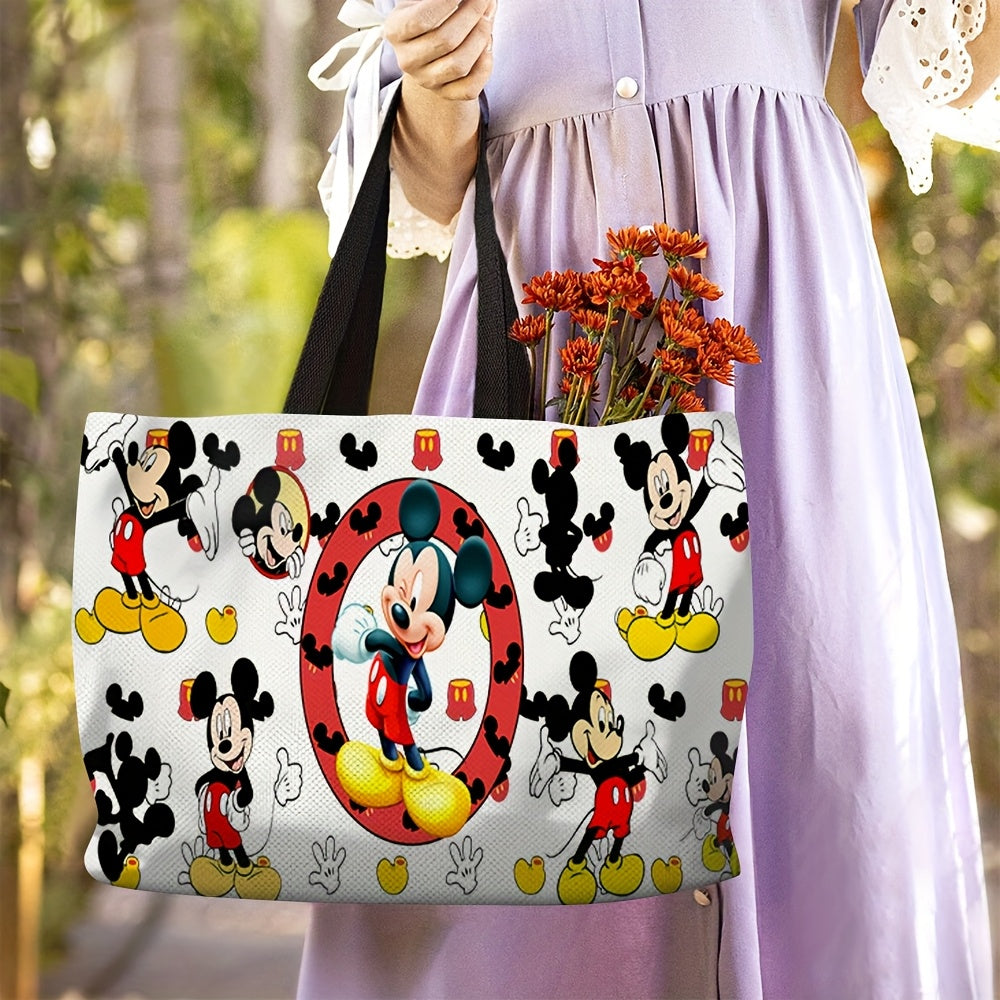 1pc Mickey Mouse Canvas Tote Bag - Leakproof, Reusable, Foldable Women'S Shopping And Travel Shoulder Bag Shopping Bag Is A Good Gift For Family And Friends
