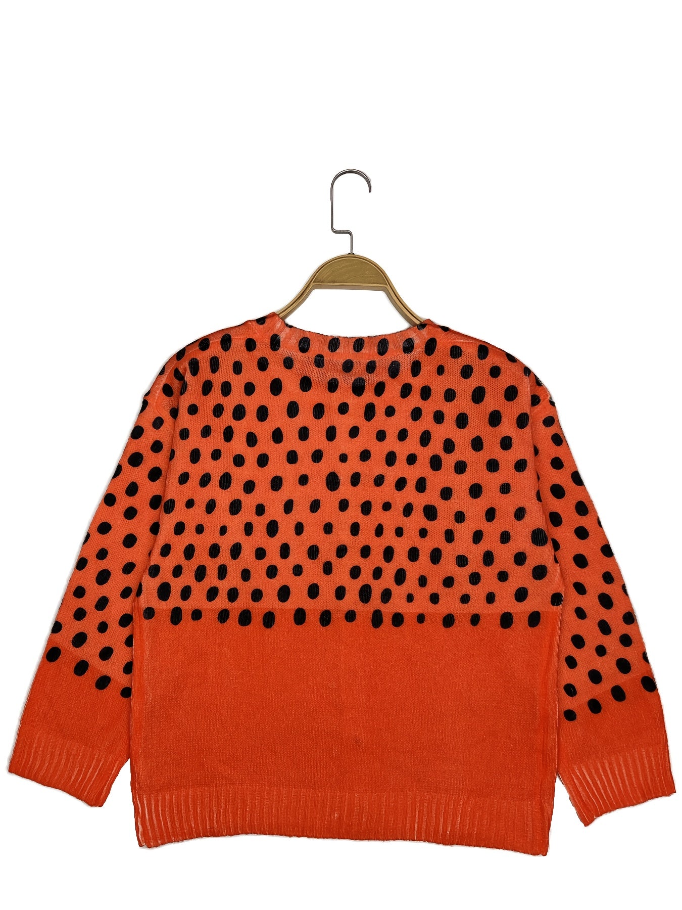 Plus Size - Women'S Plus Size Casual Red & White Polka Dot Print Cardigan - Lightweight Long Sleeve Open Front Button Sweater for Spring/Fall Layering, Hand Wash Only, Cardigan Sweater, Spring Outerwear, Trendy Knitwear, Text