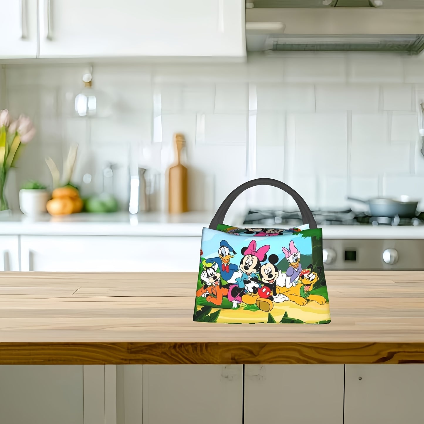 1pc Mickey Mouse & Donald Duck Insulated Lunch Bag - Reusable, Vibrant Character Design, Perfect for Home, Office, or Outdoor Use - Ideal Birthday or Holiday Gift for Friends and Family, Cartoon Lunch Bag