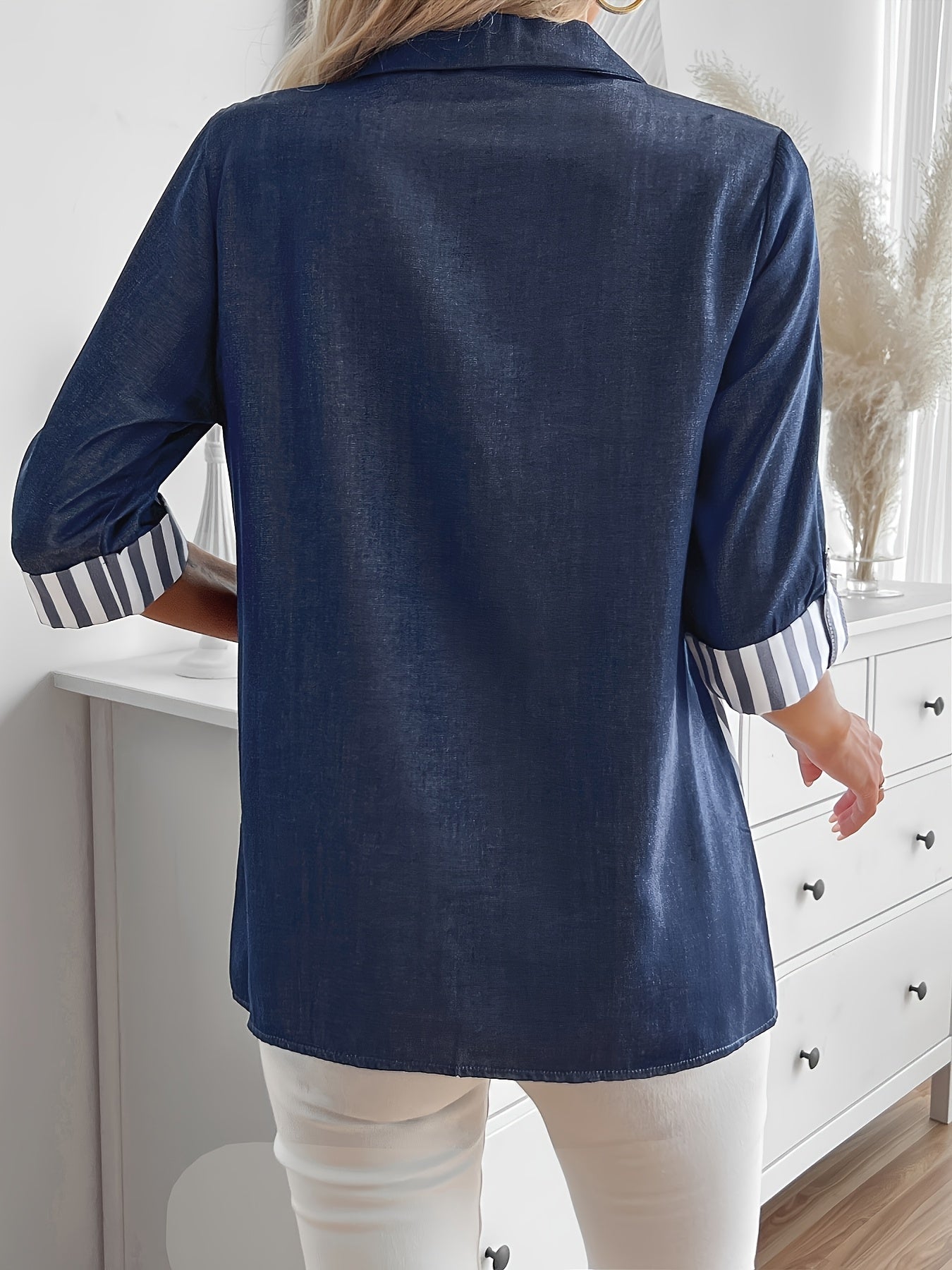 Fashionable Women'S Casual Color Block Shirt