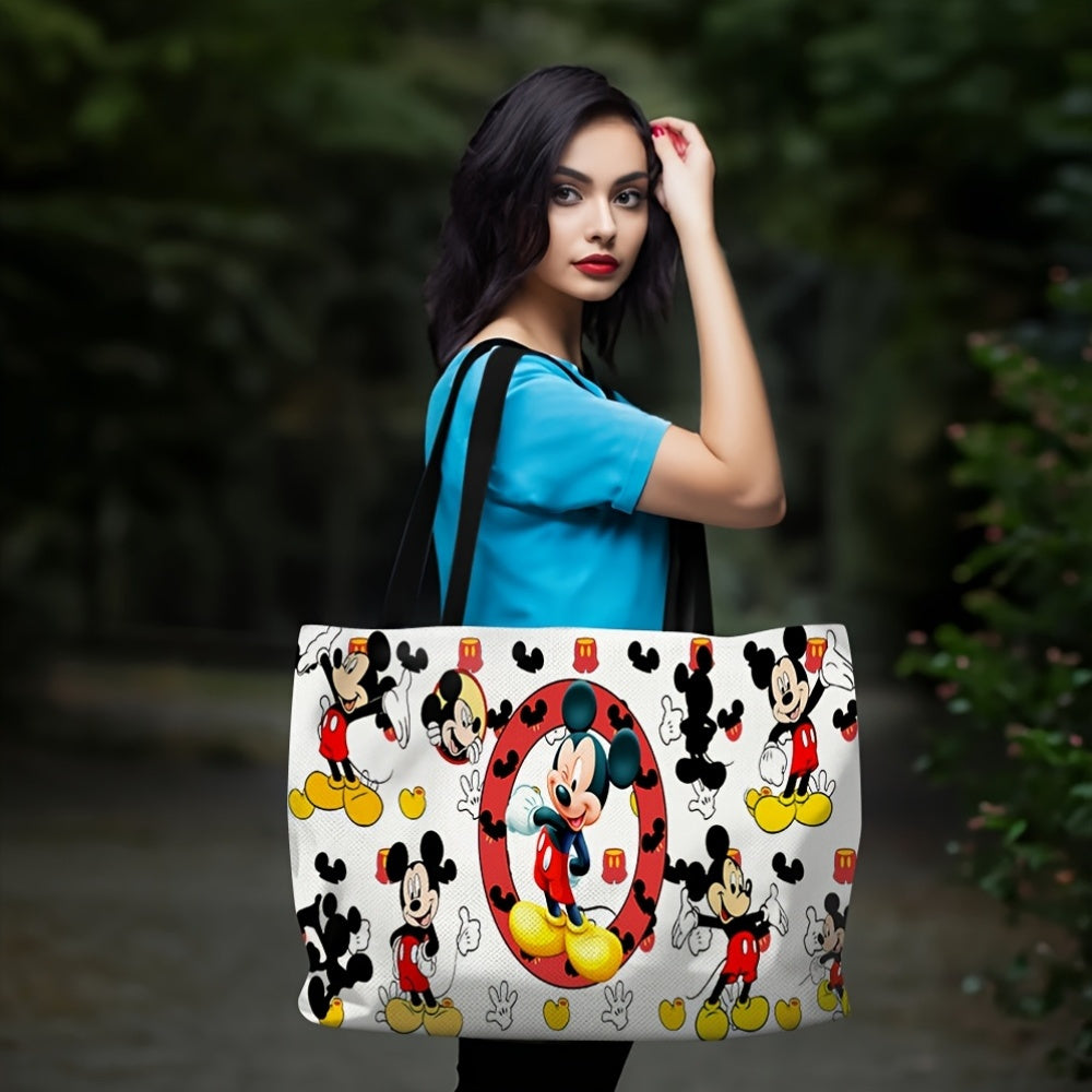 1pc Mickey Mouse Canvas Tote Bag - Leakproof, Reusable, Foldable Women'S Shopping And Travel Shoulder Bag Shopping Bag Is A Good Gift For Family And Friends
