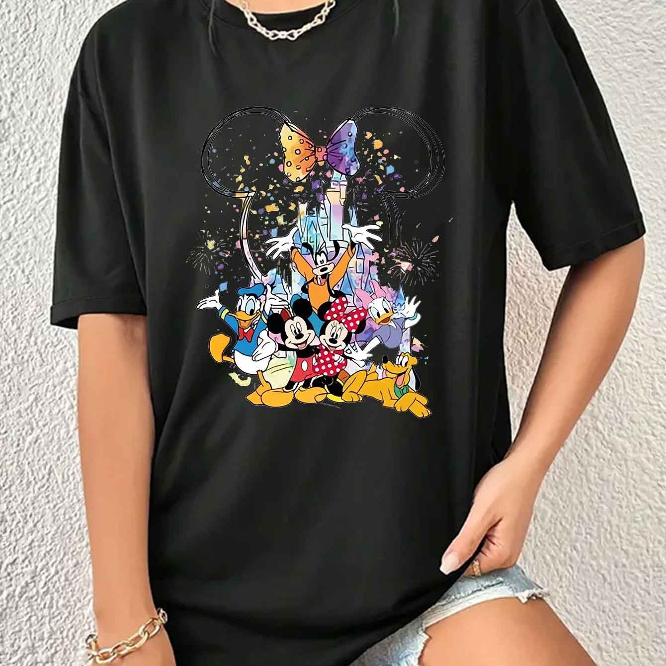 Lucky teacher orients Disney classic Mickey print ladies' T-shirts, fashionable short-sleeved T-shirts, casual short-sleeved T-shirts in spring and summer, ladies' clothes and the best choice for gifts.