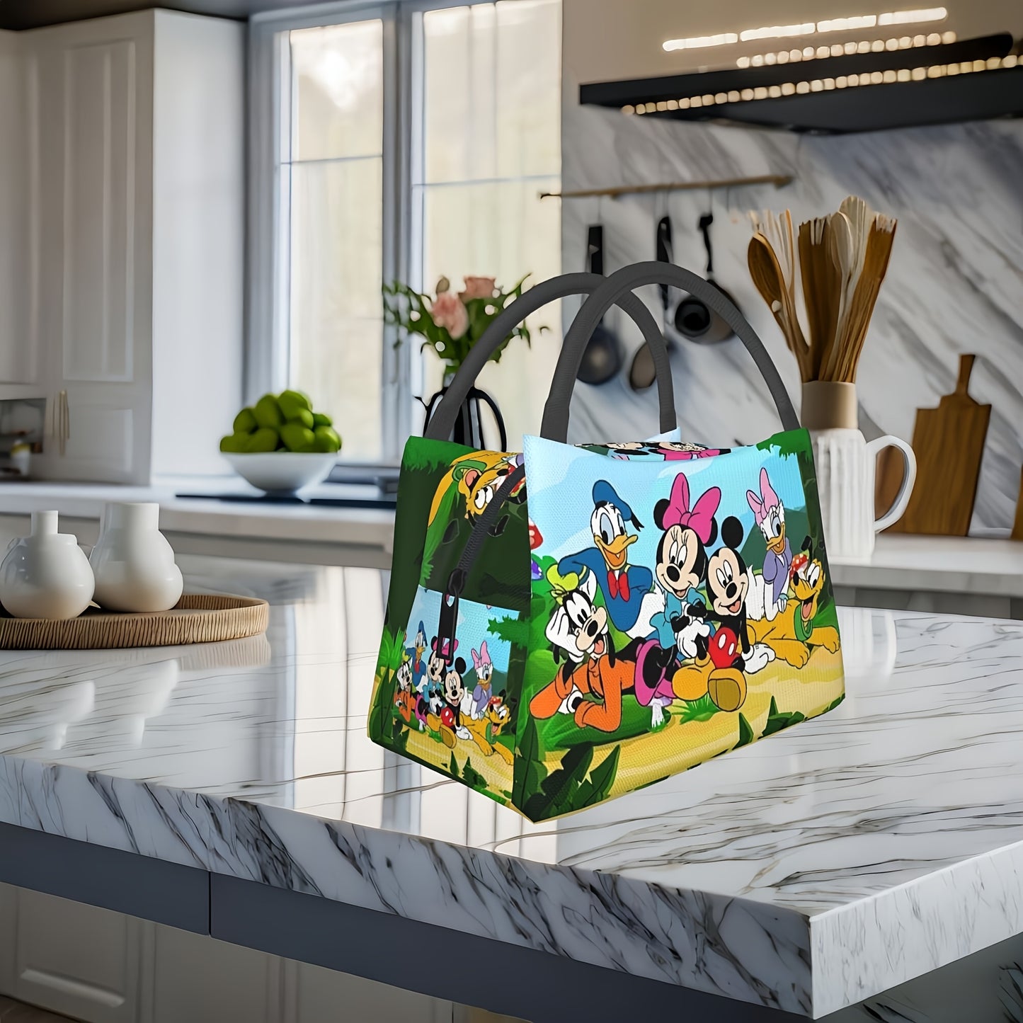 1pc Mickey Mouse & Donald Duck Insulated Lunch Bag - Reusable, Vibrant Character Design, Perfect for Home, Office, or Outdoor Use - Ideal Birthday or Holiday Gift for Friends and Family, Cartoon Lunch Bag