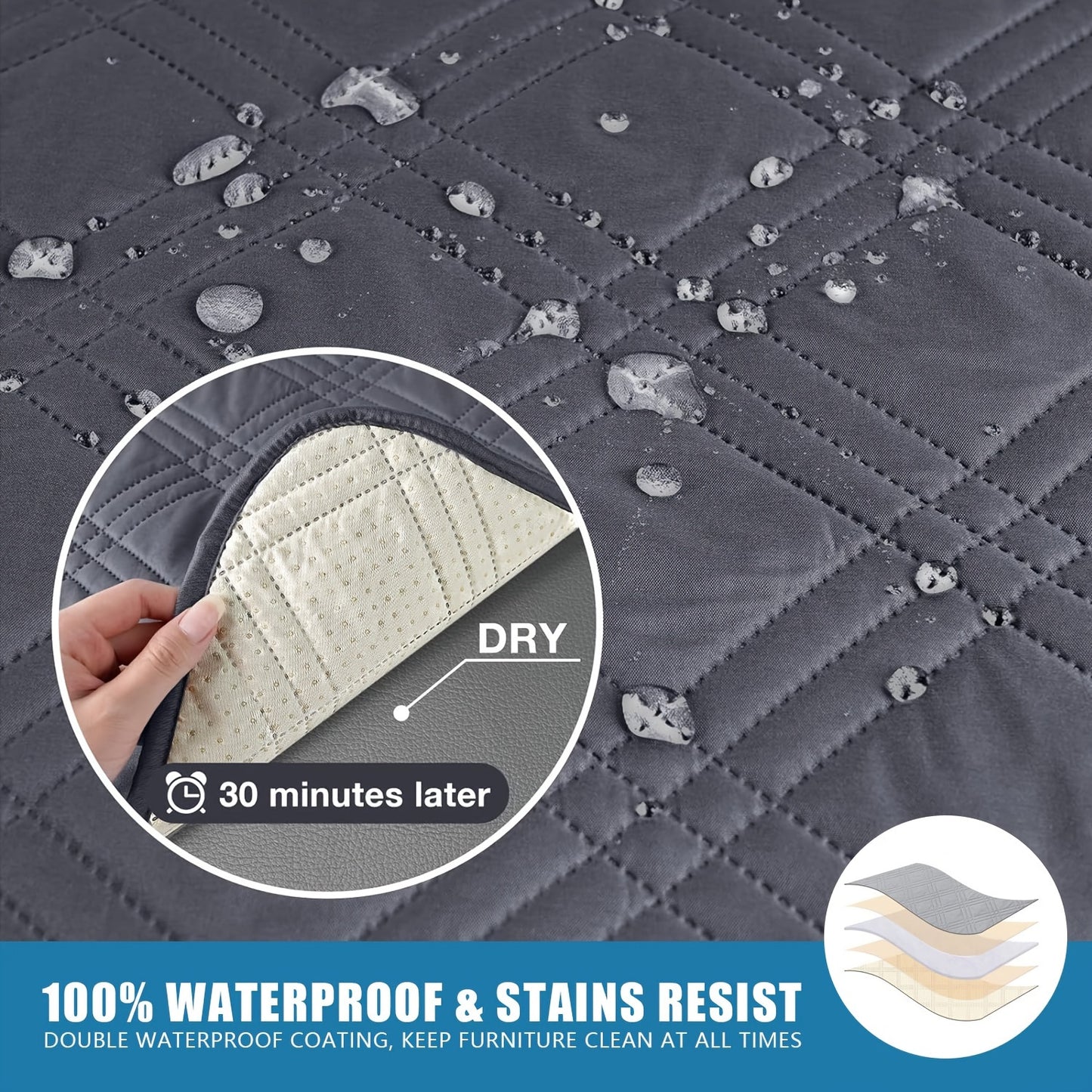 1pc 100% Waterproof Recliner Chair Cover Non Slip Protector