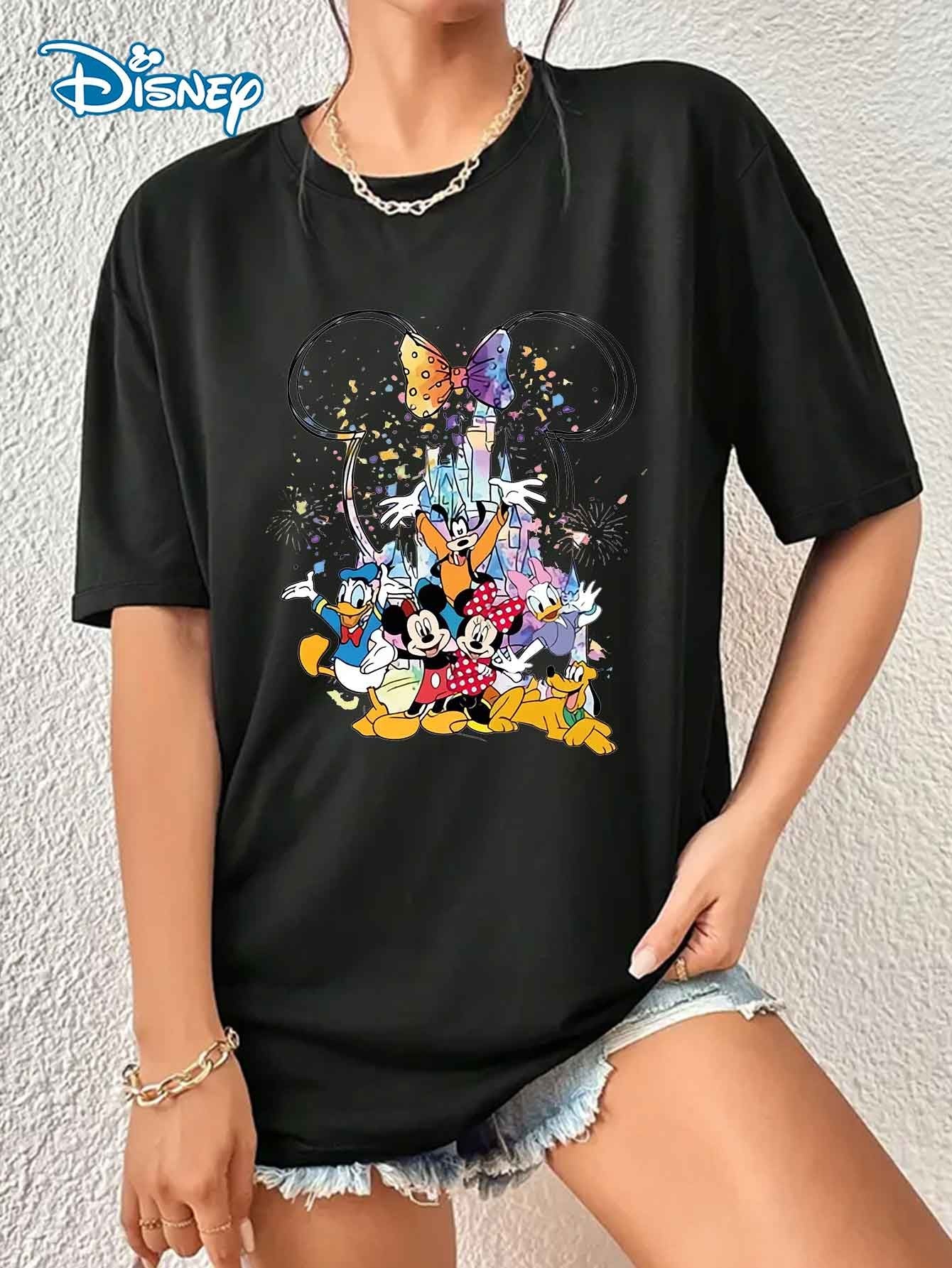 Lucky teacher orients Disney classic Mickey print ladies' T-shirts, fashionable short-sleeved T-shirts, casual short-sleeved T-shirts in spring and summer, ladies' clothes and the best choice for gifts.