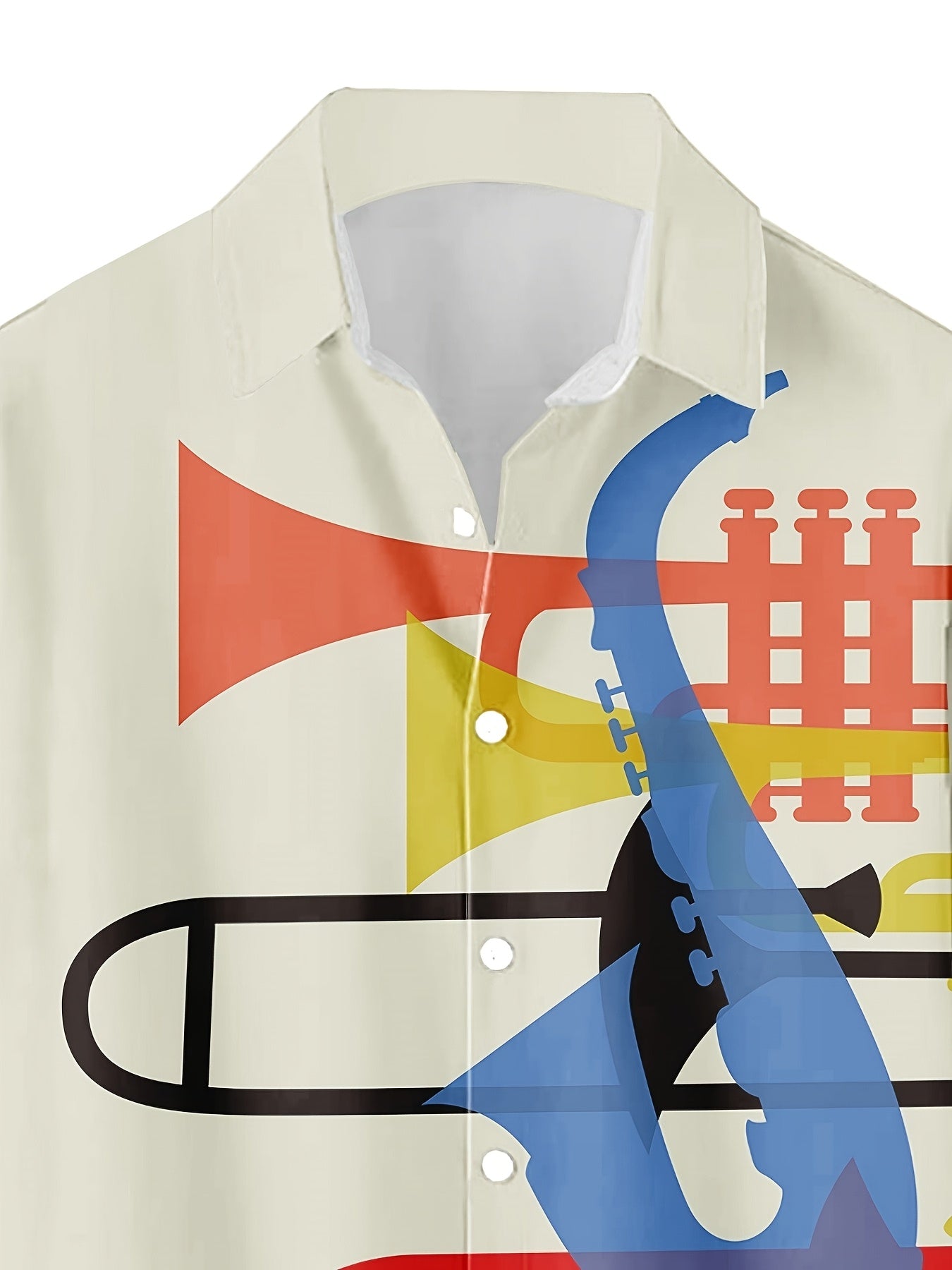 Men's Vintage Jazz 3D Print Casual Shirt - 95% Polyester 5% Spandex Short Sleeve, Regular Fit Non-Stretch Single Breasted, Summer Weekend Wear with Bold Jazz Musician Graphic Design, Leisure Clothing, Smooth Texture Fabric