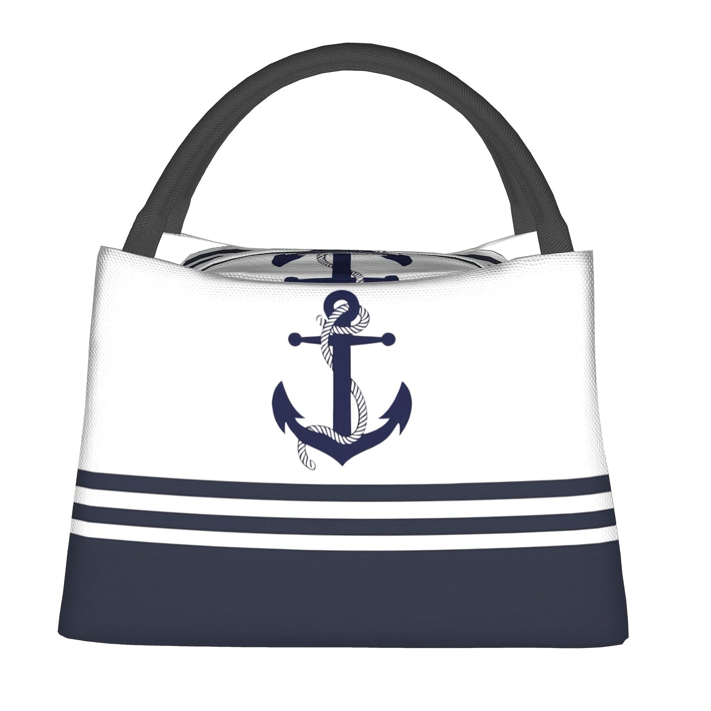 1 Simple Blue Anchor Pattern, Portable Reusable Cooler Bag, Insulated Bag Essential for Camping and Beach, Suitable for Home, Office, and Outdoor Use, Holiday Gift, Birthday Present, Gift 11x6. 3x6. 7in