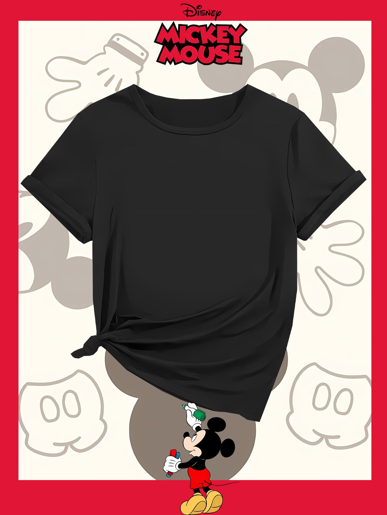 Disney Family Photo New Women'S T-Shirt Authorized by Disney, Summer Fashion, Printed on The Back, Short Sleeved Top, Disney Series Cute Top, Suitable for Home, Outdoor, Party, Sports, Work, Leisure, Daily Wear
