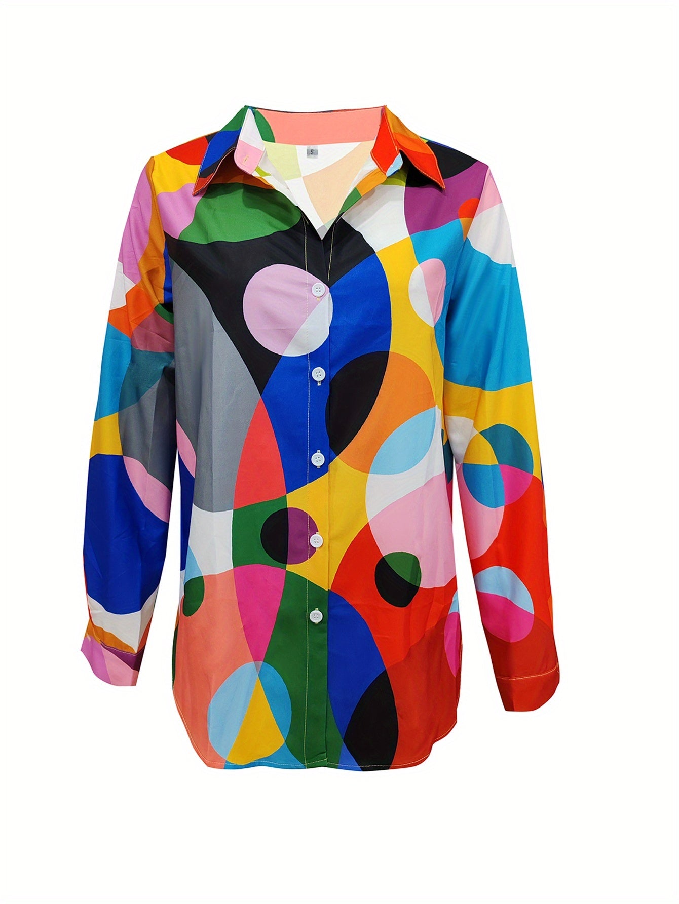 Women'S Stylish Printed Long-Sleeve Collared Shirt for Mother'S Day, Suitable for Spring And Summer.