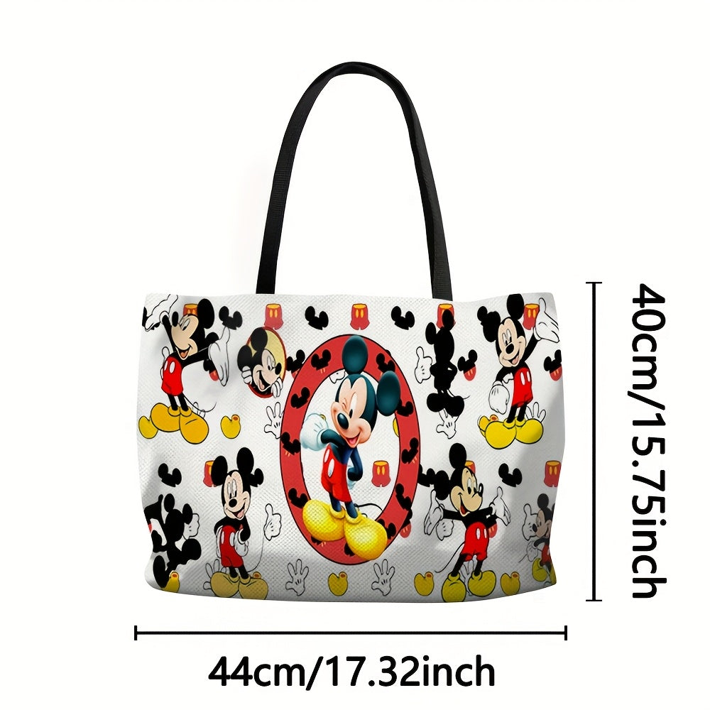 1pc Mickey Mouse Canvas Tote Bag - Leakproof, Reusable, Foldable Women'S Shopping And Travel Shoulder Bag Shopping Bag Is A Good Gift For Family And Friends
