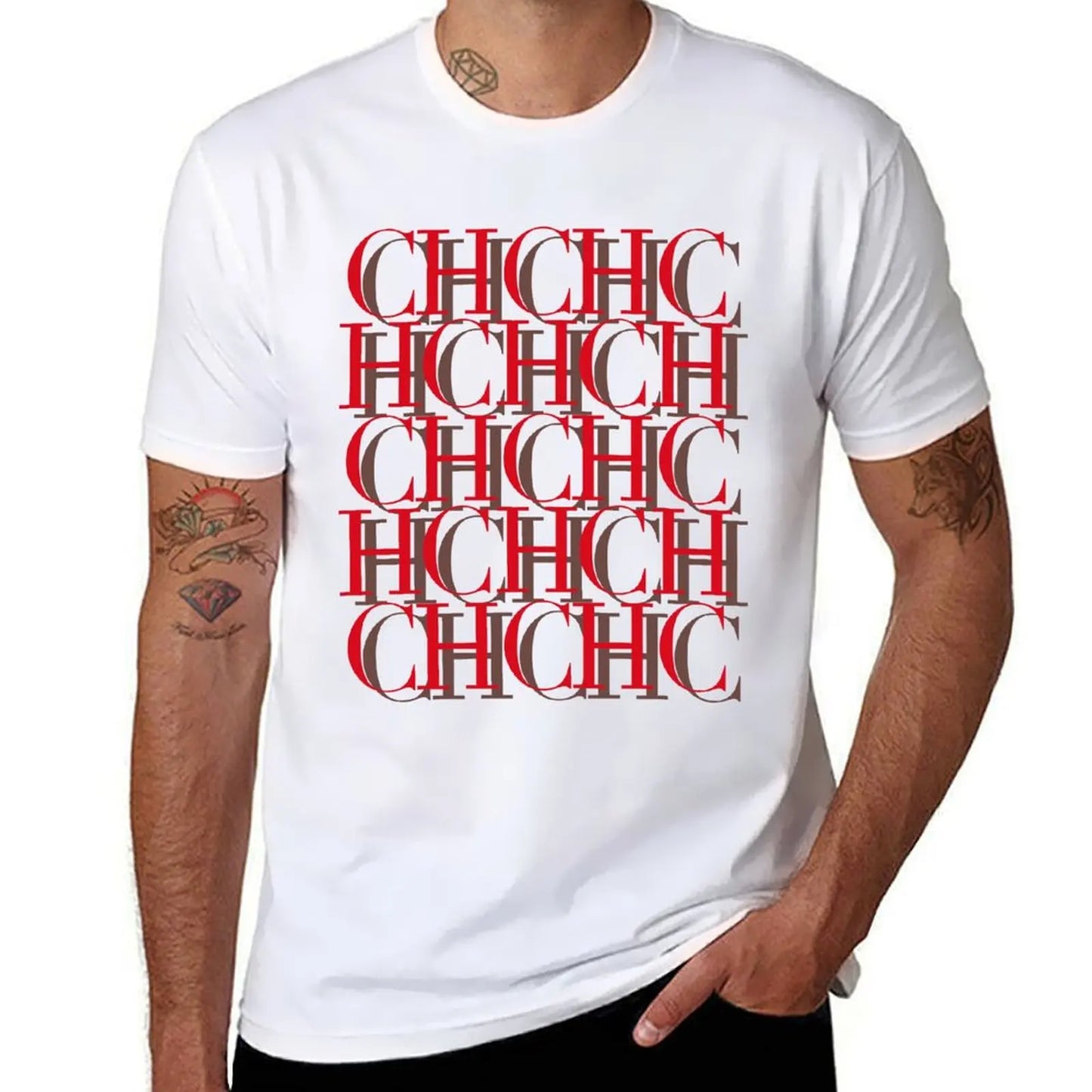 CHCH Men's Oversized Summer Print T-Shirt Casual O-Neck Cotton Tee