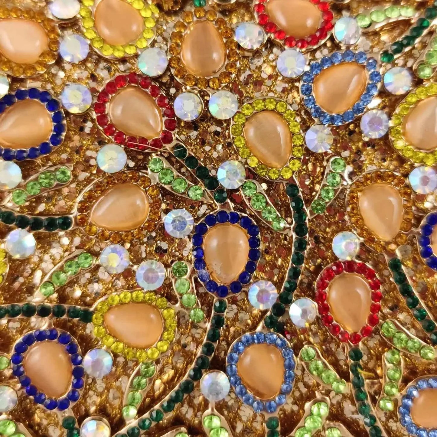 Boutique De FGG Opal Stones Women Colorful Evening Bags Clutches Formal Party Rhinestone Minaudiere Handbag Bridal Purse Bag
