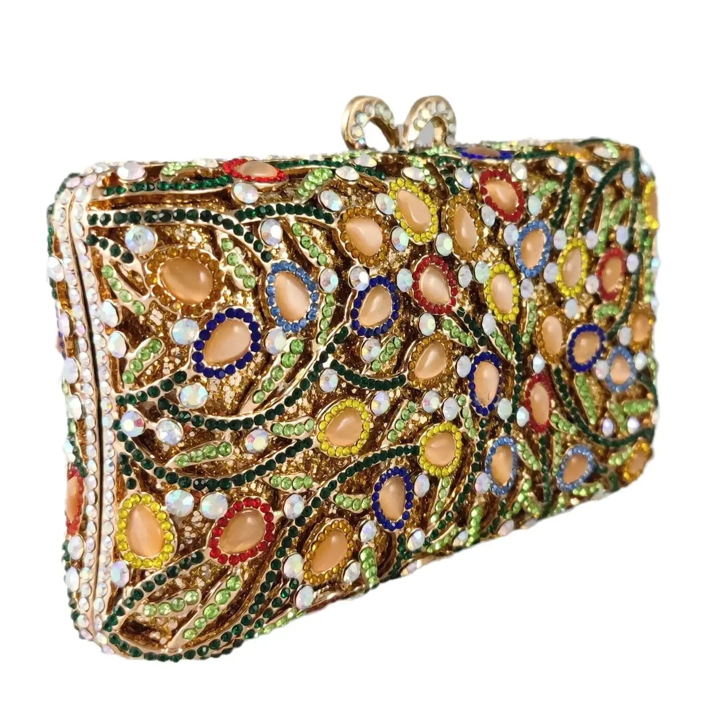 Boutique De FGG Opal Stones Women Colorful Evening Bags Clutches Formal Party Rhinestone Minaudiere Handbag Bridal Purse Bag