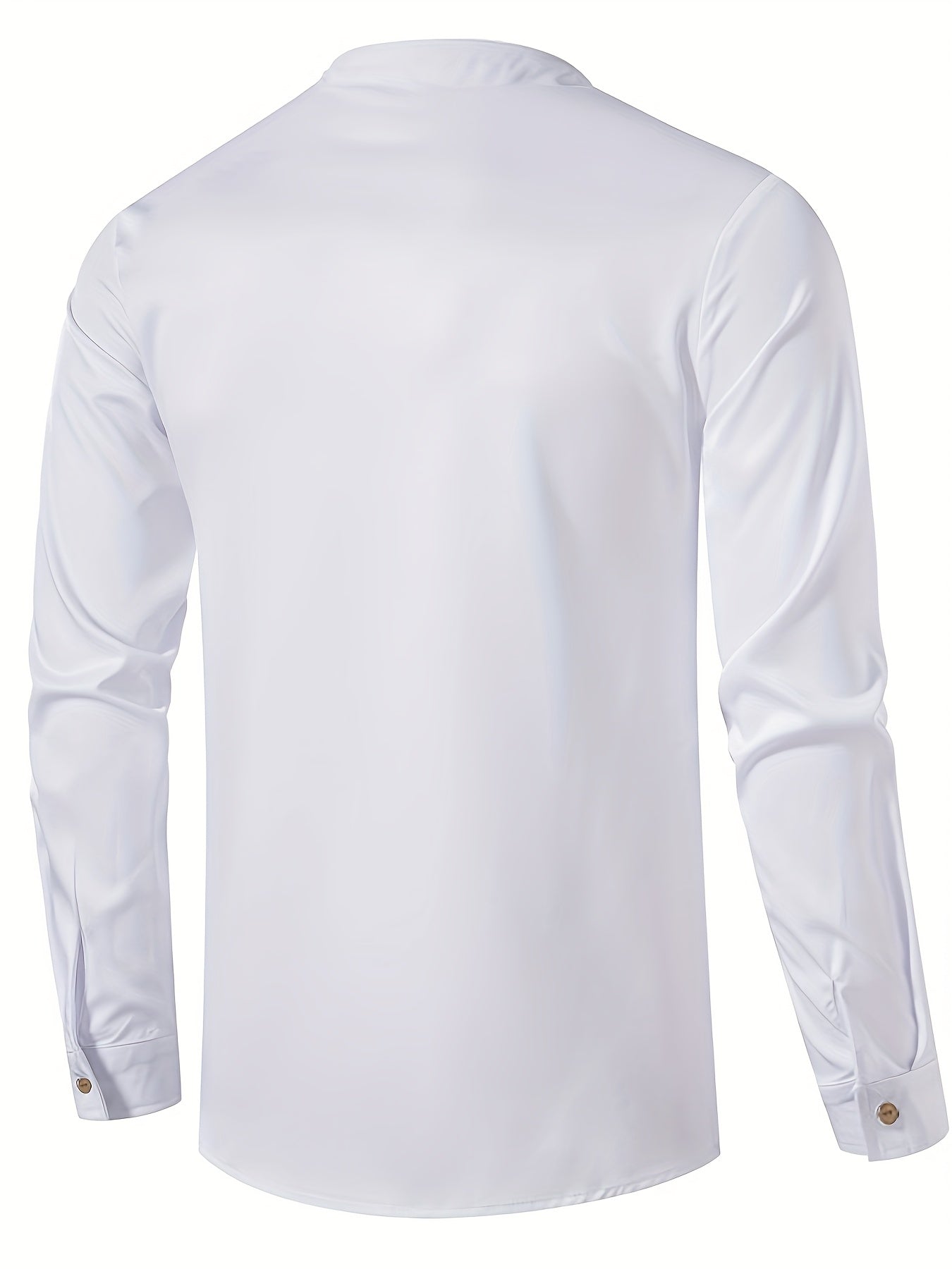 Men'S Casual Long Sleeve Button-Up Shirt with Vibrant Parrot & Floral Print - White, Stand Collar, Mandarin Style, Perfect for Spring & Fall, Casual Attire, Casual Wear | Vibrant Print Shirt | Mandarin Collar Shirt