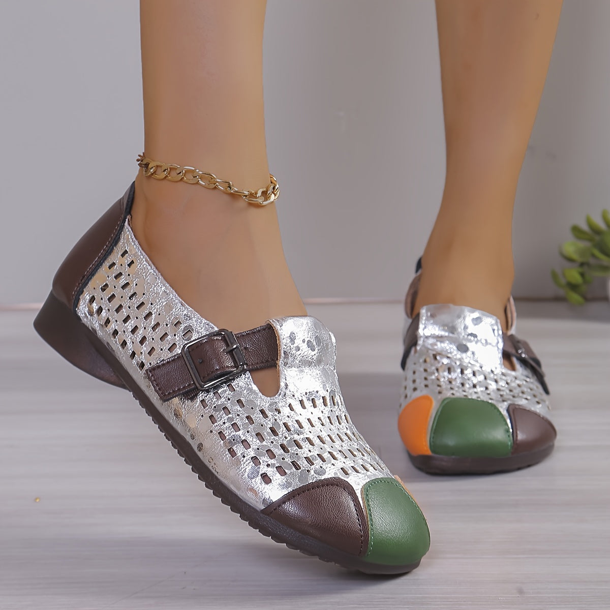 Vibrant Retro Chic Flat Shoes - Breathable, Low-Top, Hollow Out Design, Slip-On, Shallow Mouth, Casual, Comfortable, Soft Upper, Easy Walking Shoes for Women