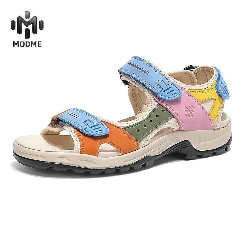 Sandalias De Mujer Casual Sandals Anti Slip Sandals Beach Sandals, Top-grain Cowhide Production Bright Colors Contrast Design, Fabric Is Soft And Comfortable Inside, PU Sole Is Anti-slip And Wear-resistant, Suitable For O Dai