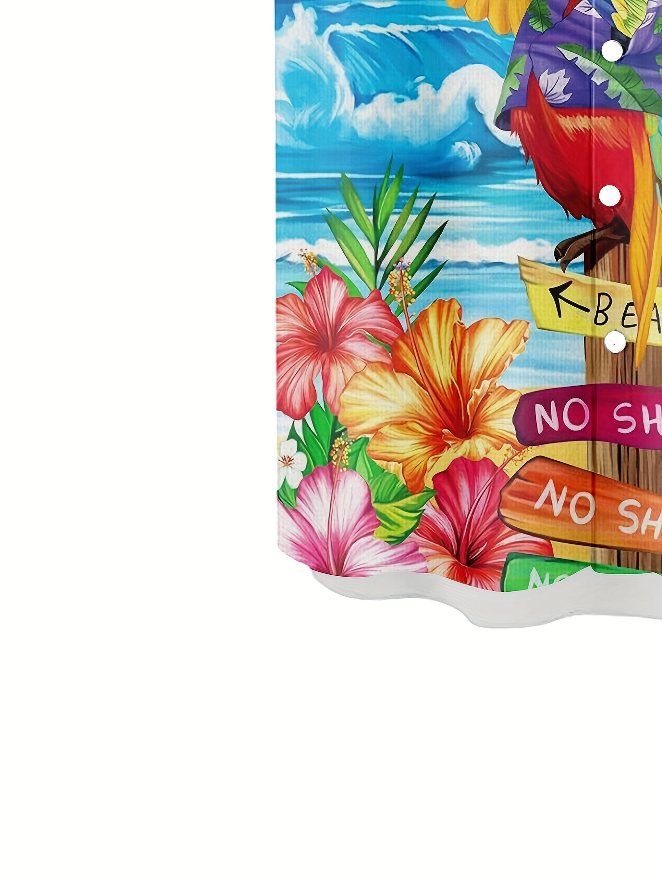 Men's Vibrant Tropical Parrot 3D Print Hawaiian Shirt - Short Sleeve Button-Up with Palm Tree & Ocean Design, Breathable Summer Beachwear for Teens & Young Adults, Casual Streetwear, Street Style Apparel, Playful Graphic Tee