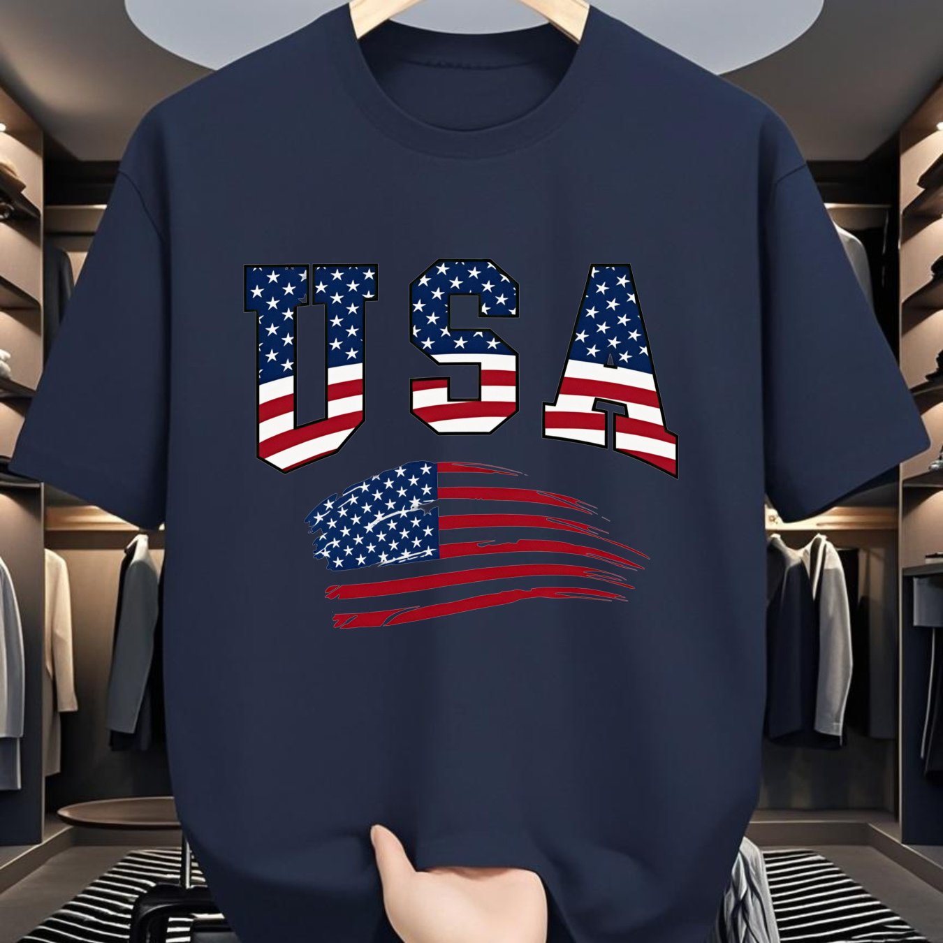 USA Flag Print White T-Shirt | Summer, Short Sleeve T-Shirt, Casual Summer Wear | Fashion Print | Comfortable Wear