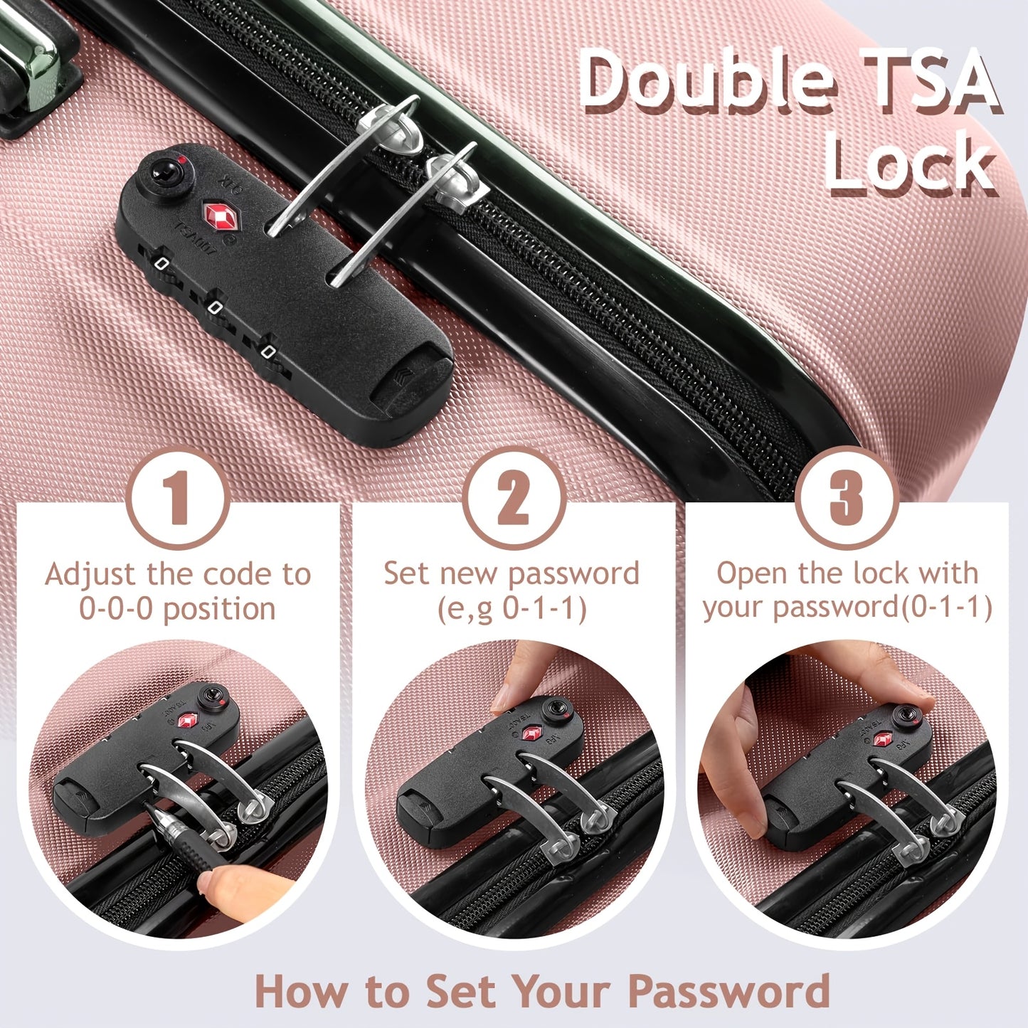 3Pcs Luggage with Corner Protectors, Durable Hard Shell