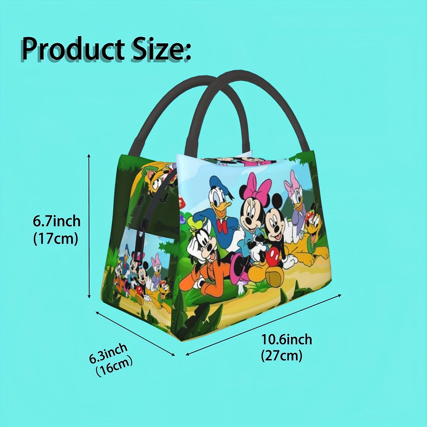 1pc Mickey Mouse & Donald Duck Insulated Lunch Bag - Reusable, Vibrant Character Design, Perfect for Home, Office, or Outdoor Use - Ideal Birthday or Holiday Gift for Friends and Family, Cartoon Lunch Bag