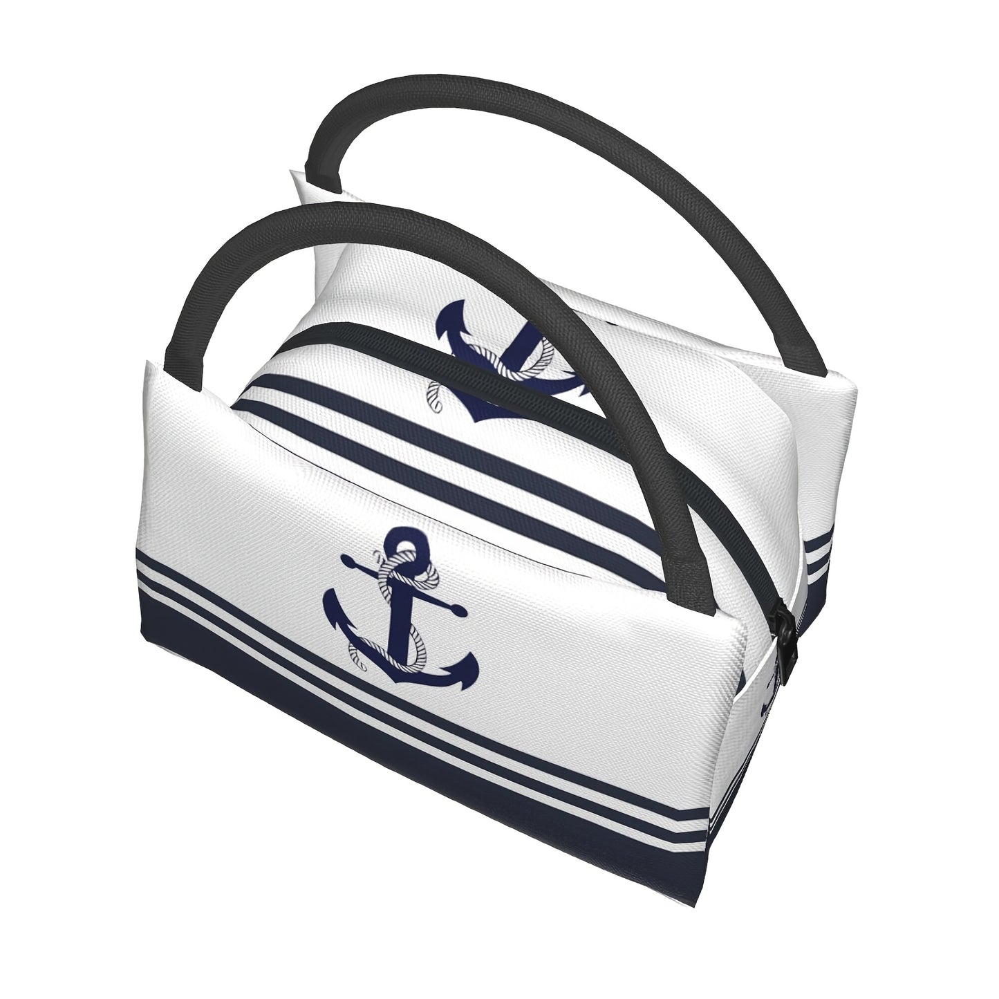1 Simple Blue Anchor Pattern, Portable Reusable Cooler Bag, Insulated Bag Essential for Camping and Beach, Suitable for Home, Office, and Outdoor Use, Holiday Gift, Birthday Present, Gift 11x6. 3x6. 7in